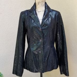 Leather Black Croco Embossed Blazer / Jacket  SZ M